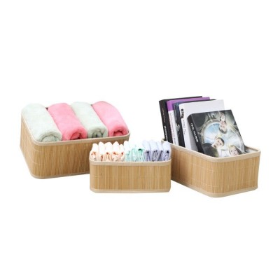 Set of three  Household Bamboo Storage Basket Drawers for Sundries