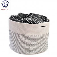 Large Woven Laundry Round Storage Cotton Rope Basket,Kids Toy Storage Organizer