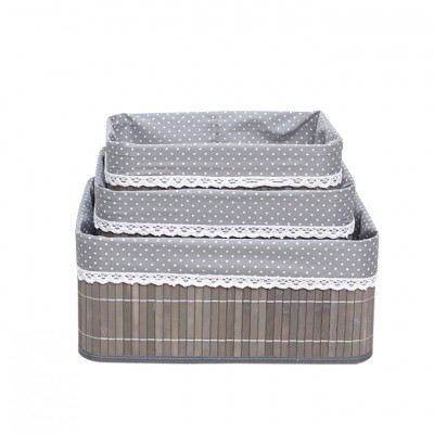 Hot new product grey wicker bedroom storage basket units with fabric liner