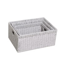 Easy style and eco-friendly SET 3 paper string storage basket storage drawer organizer