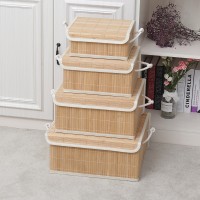 Set of four Household Bamboo Storage Basket Drawers for Sundries toys laundry cloth home decoration