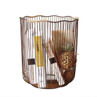 Decorative set of 3 metal wire storage basket with rope decor