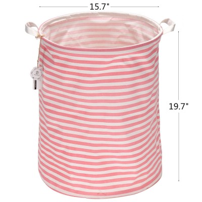 Pink  waterproof  foldable fabric basket laundry hamper with handles and removable bag