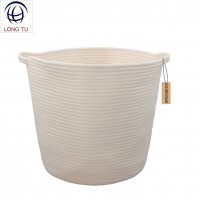 New Style Large Cotton Rope Woven Laundry Bread Storage Basket with Long Handles