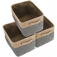 Storage Baskets 3-Pack Collapsible Canvas Storage Bins