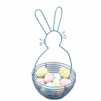 Metal Wire Easter Bunny Rabbit Egg Storage Basket for Home Garden Spring Decoration Kitchen Storage Basket