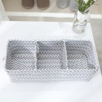 Hot Sale Stylish design and 3 spaces practical waterproof PP woven storage basket