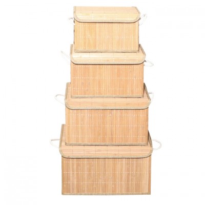 Eco-friendly natural set of 3 bamboo woven storage basket